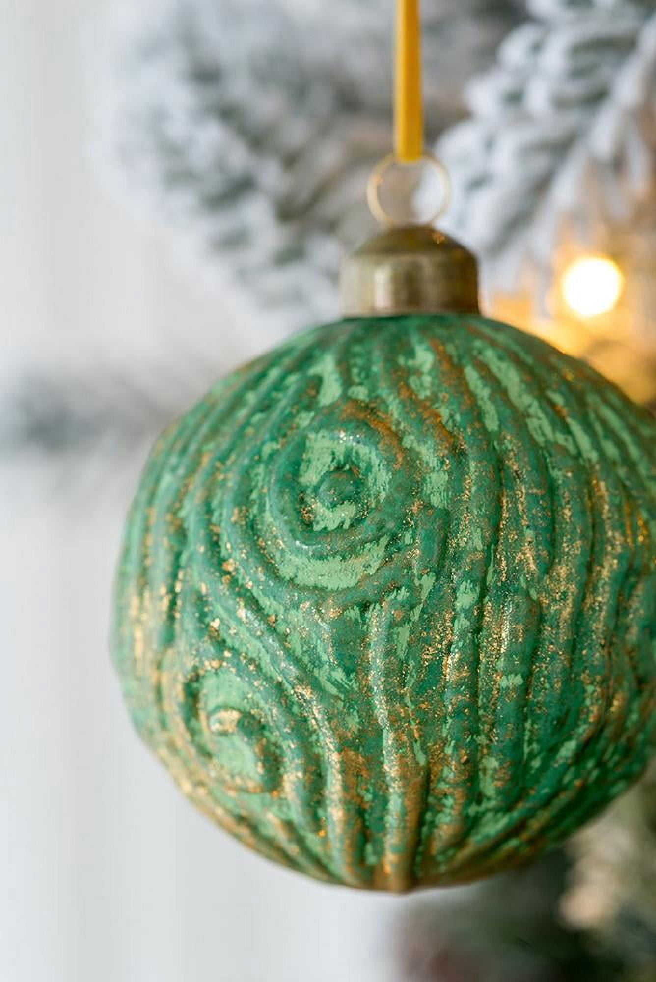 Set of 6 Glass Christmas Ball Ornaments with Glitter and Painting Design by Riccardo Tree Decor