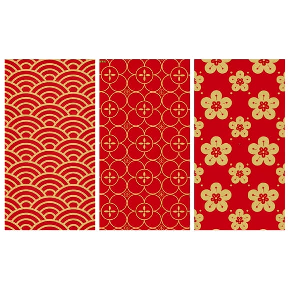 6 Pack Chinese Year Greeting Envelopes Auspicious Holder With 3 Festive Floral Designs For Celebration Party Wedding & Annual Festival Supplies Party Flags College Event Chairs Bulk Party Decorations