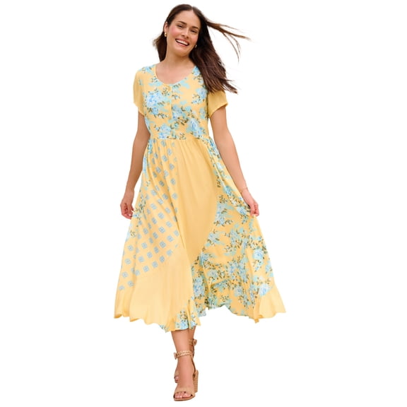 Woman Within Plus Size Mixed Print Maxi Dress