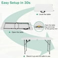 thumbnail image 4 of BIQWBIC 4 ft Folding Table,Heavy Duty Camp Table with Carrying Handle, Adjustable Height Portable Plastic Foldable Table for Kitchen, Garden Party, Picnic, Camping, BBQ, Wedding & Market Events, 4 of 10