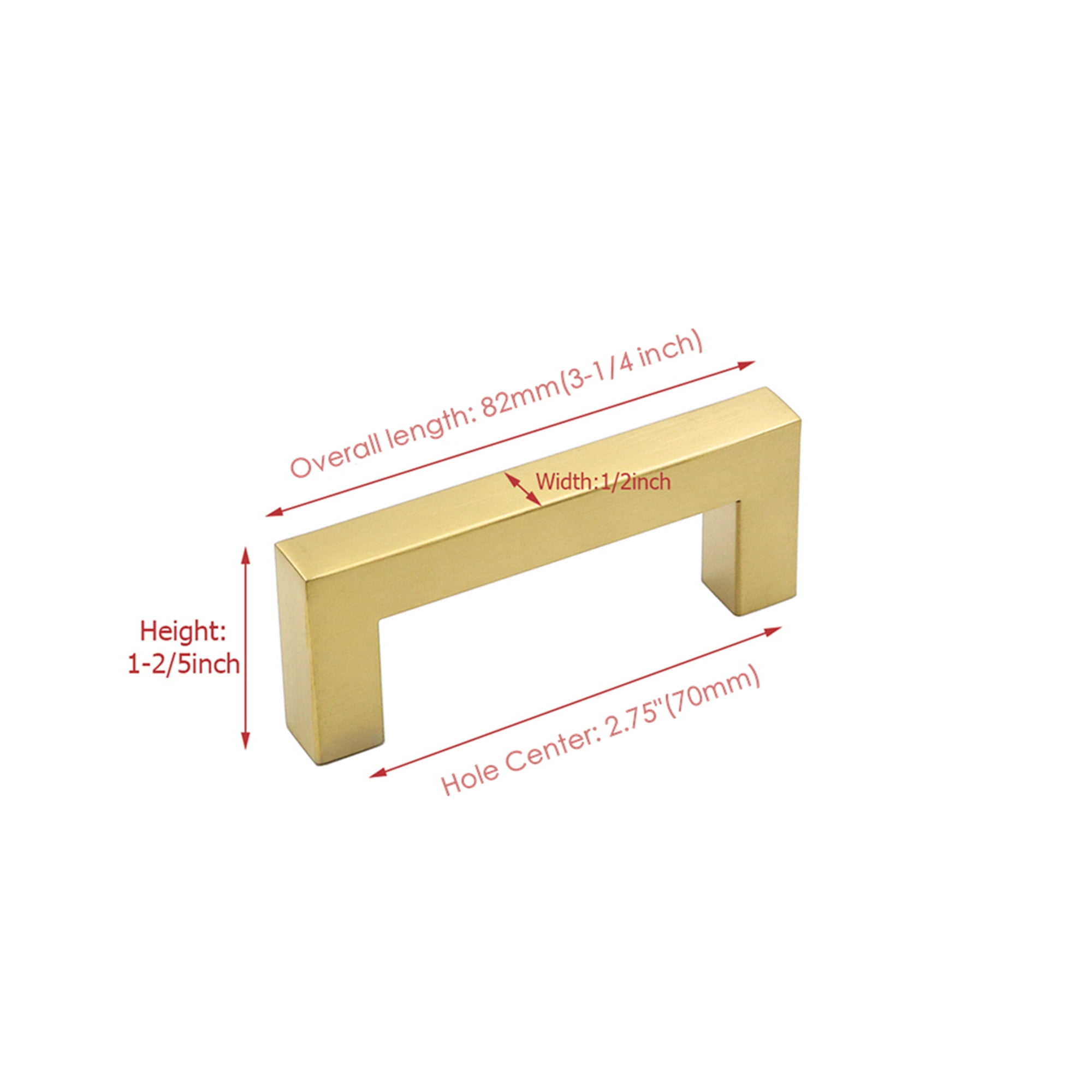 Fitviso 10 Pack 2.75 Inch(70mm) Center to Center Brushed Brass Cabinet Handles Stainless Steel Drawer Pulls