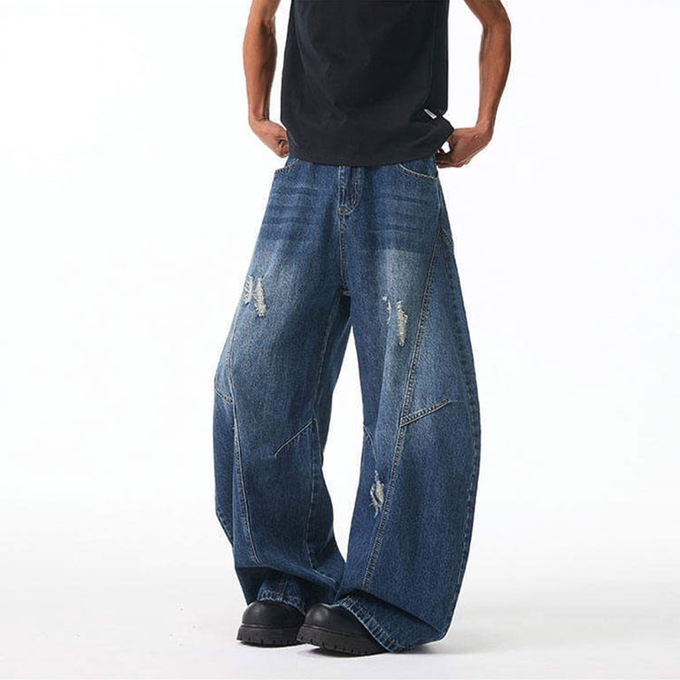 FRSASU Men's Casual Loose Hip Hop Denim Work Pants Jeans with