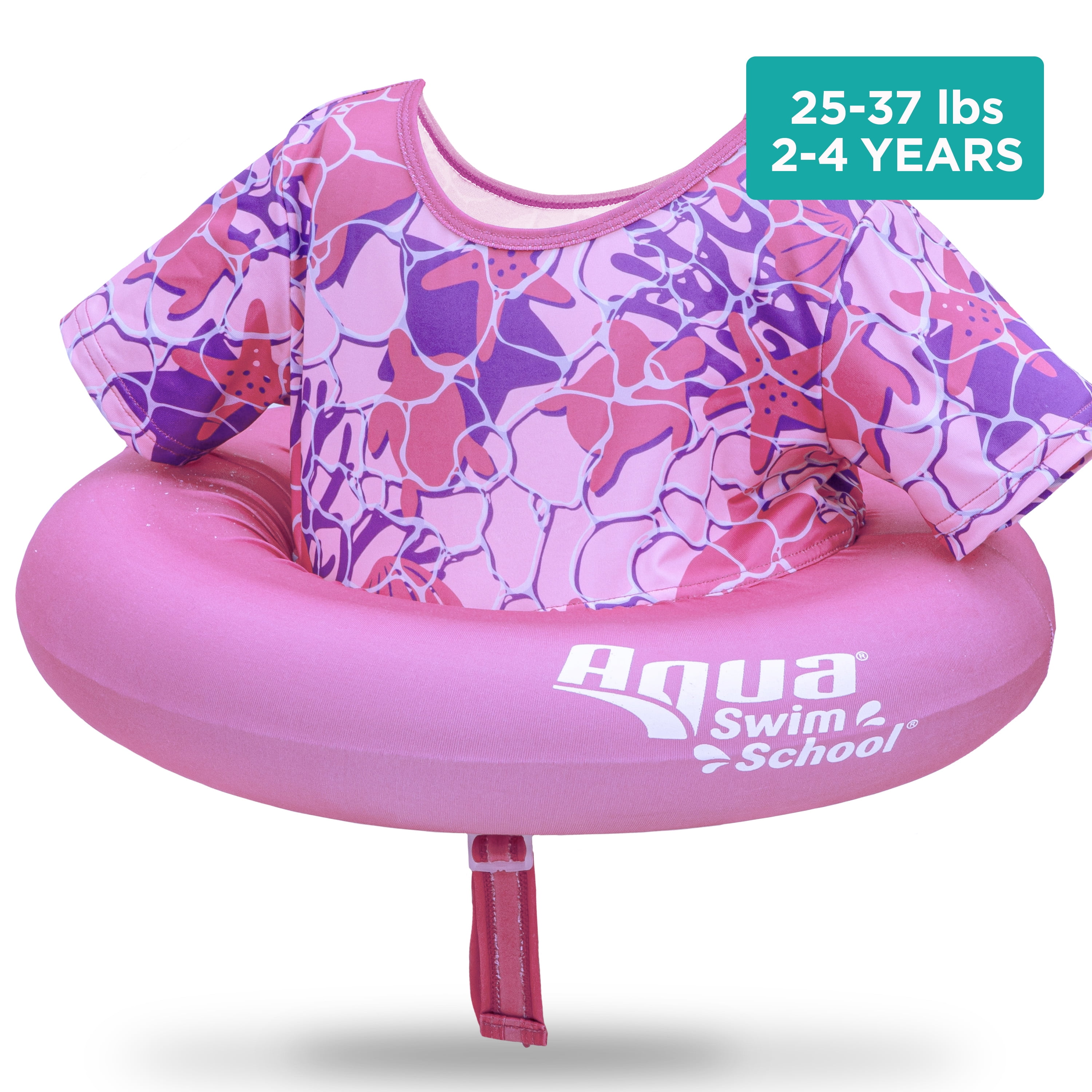 (2 pack) SwimSchool Inflatable Tot Trainer Pool Float, Adjustable Strap, Pink Turtle, Ages 2-4