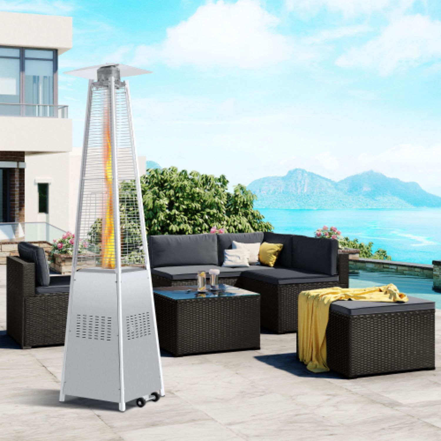 Churanty Tower Patio Heater for Outdoor Use, 42,000 BTU Pyramid Flame