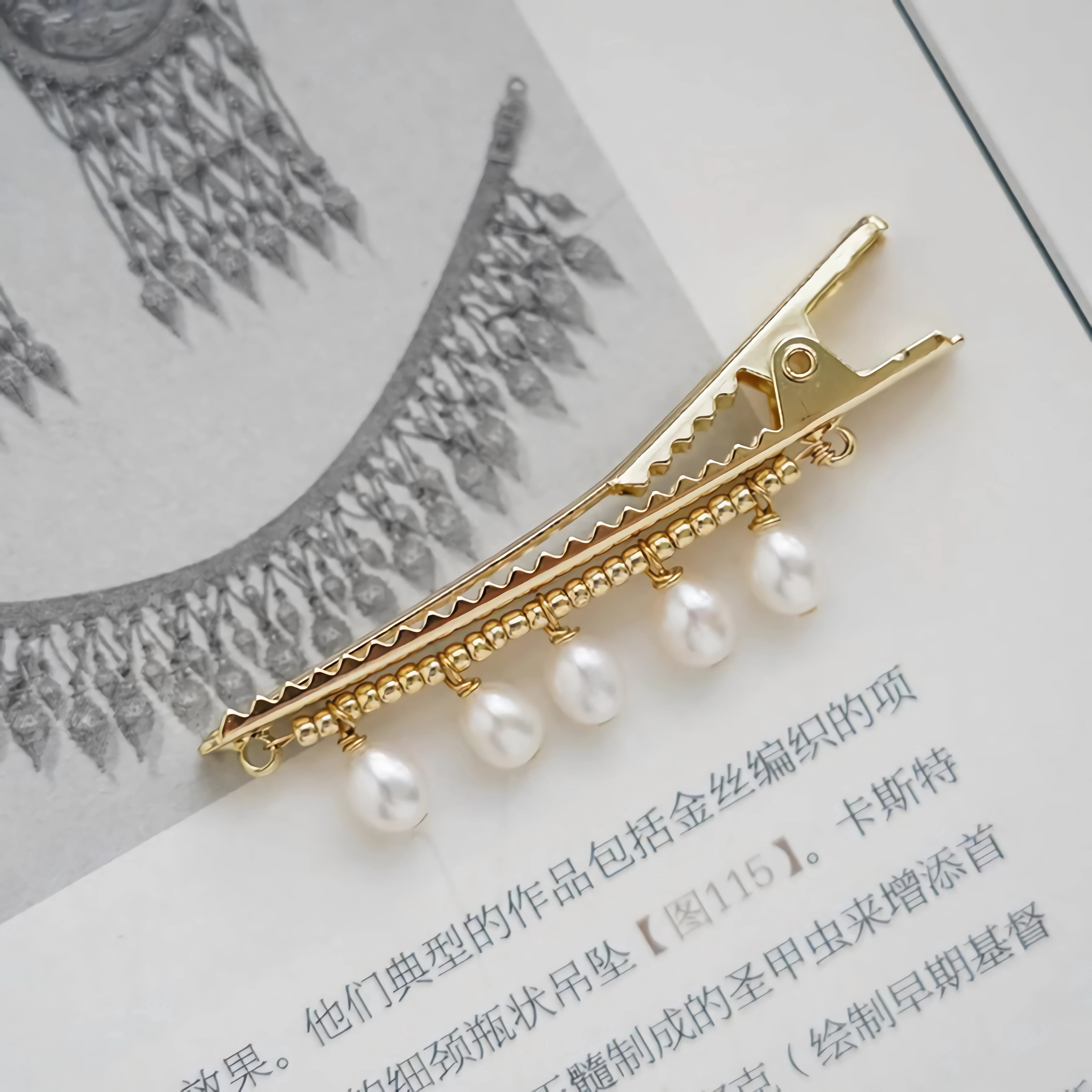 Qingyeji 2.36'' Hair Barrettes Hair Clips with Pearls for Women Hair Accessories for Daily