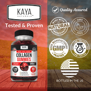 Kaya Naturals Collagen Gummy for Men & Women, 120 Count, 1000mg of Hydrolyzed Collagen, Vitamin C, Selenium & Biotin, Collagen/Strawberry Flavor (120 Gummies)