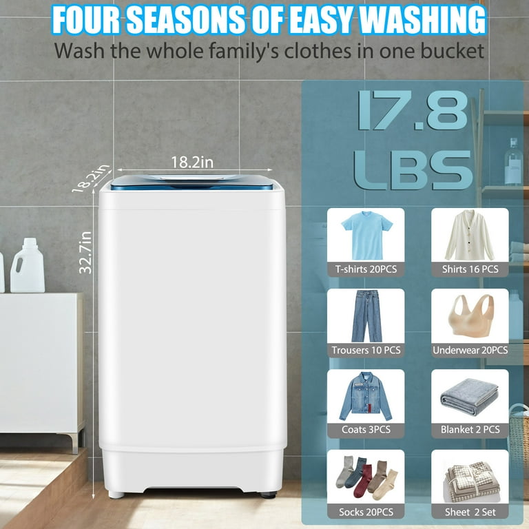 Veeboto 17.8LBS Portable Washer, 8 Programs, 3 Water Levels Veeboto 17.8LBS Portable Washer, 8 Programs, 3 Water Levels