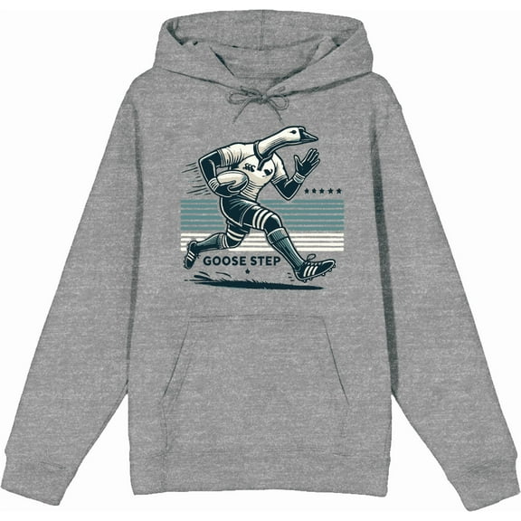 Rugby Goose Step Adult Heather Gray Long Sleeve Hoodie-Large