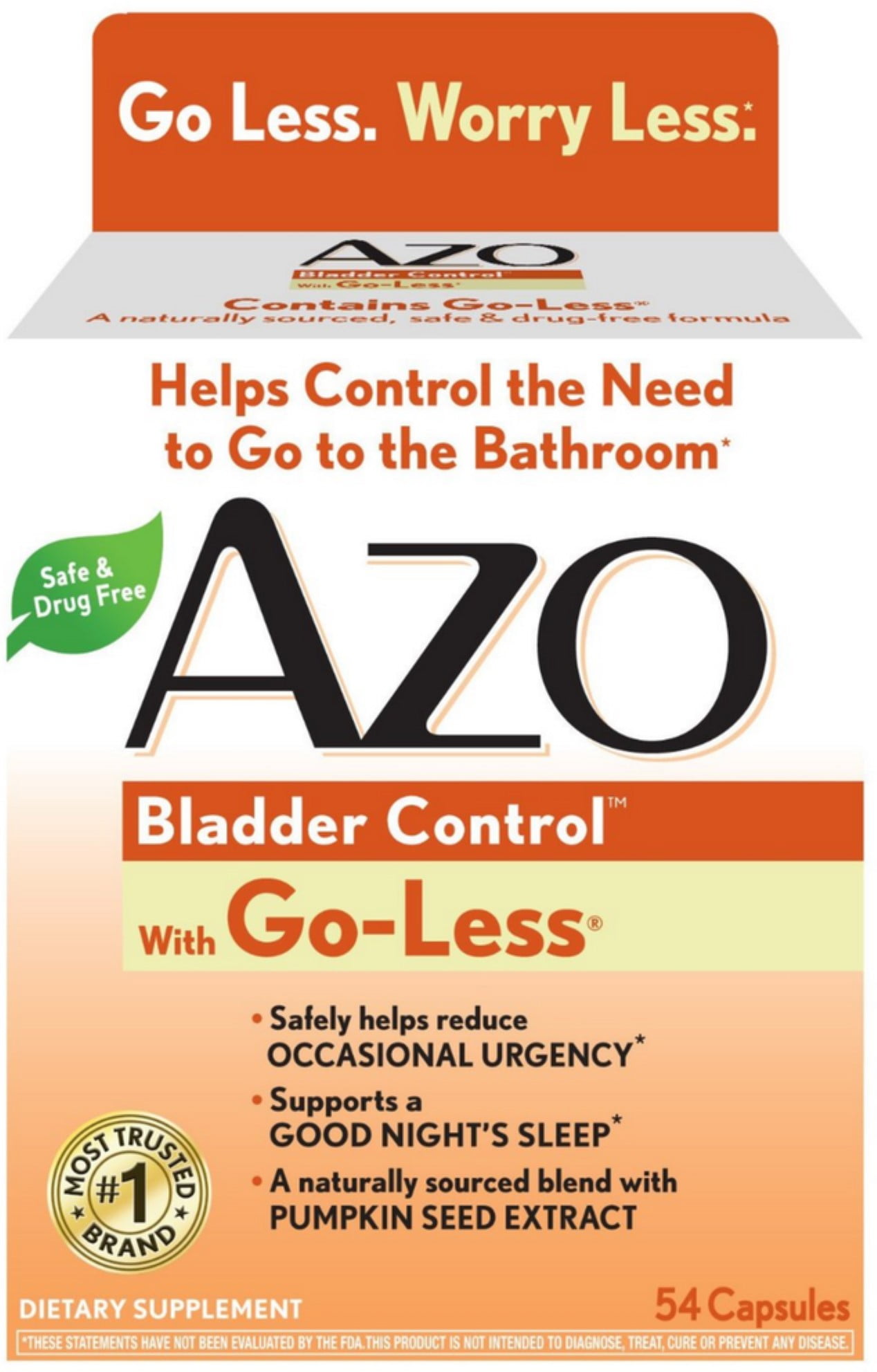 AZO Bladder Control with GoLess Capsules 54 ea (Pack of 6)