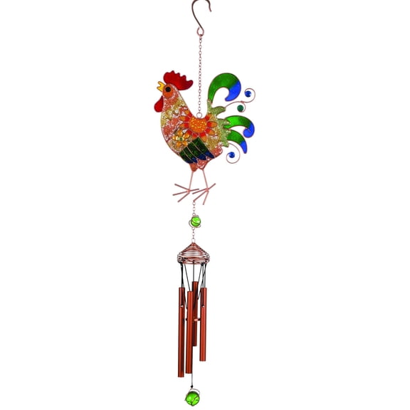 Carson Home Accents 62887 Wireworks 30" Garden Chime – Vibrant Mesh Rooster Outdoor Décor