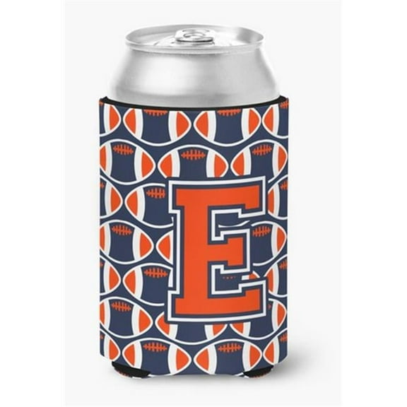 Letter E Football Orange, Blue & White Can or Bottle Hugger