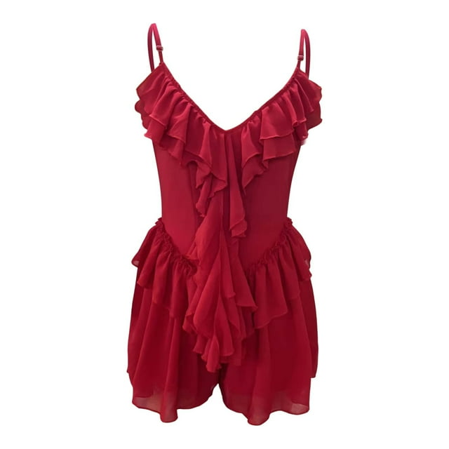 Heiheiup Robes pour Femmes 2024 Robe Aguichant à Bretelles à Col en V pour Femme Volants Combinaison Mode Robe