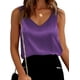 thumbnail image 1 of Ekouaer Camiseta sin mangas de satén de seda para mujer, cuello en V, informal, sin mangas, camisola, blusa básica de verano, 1 of 4