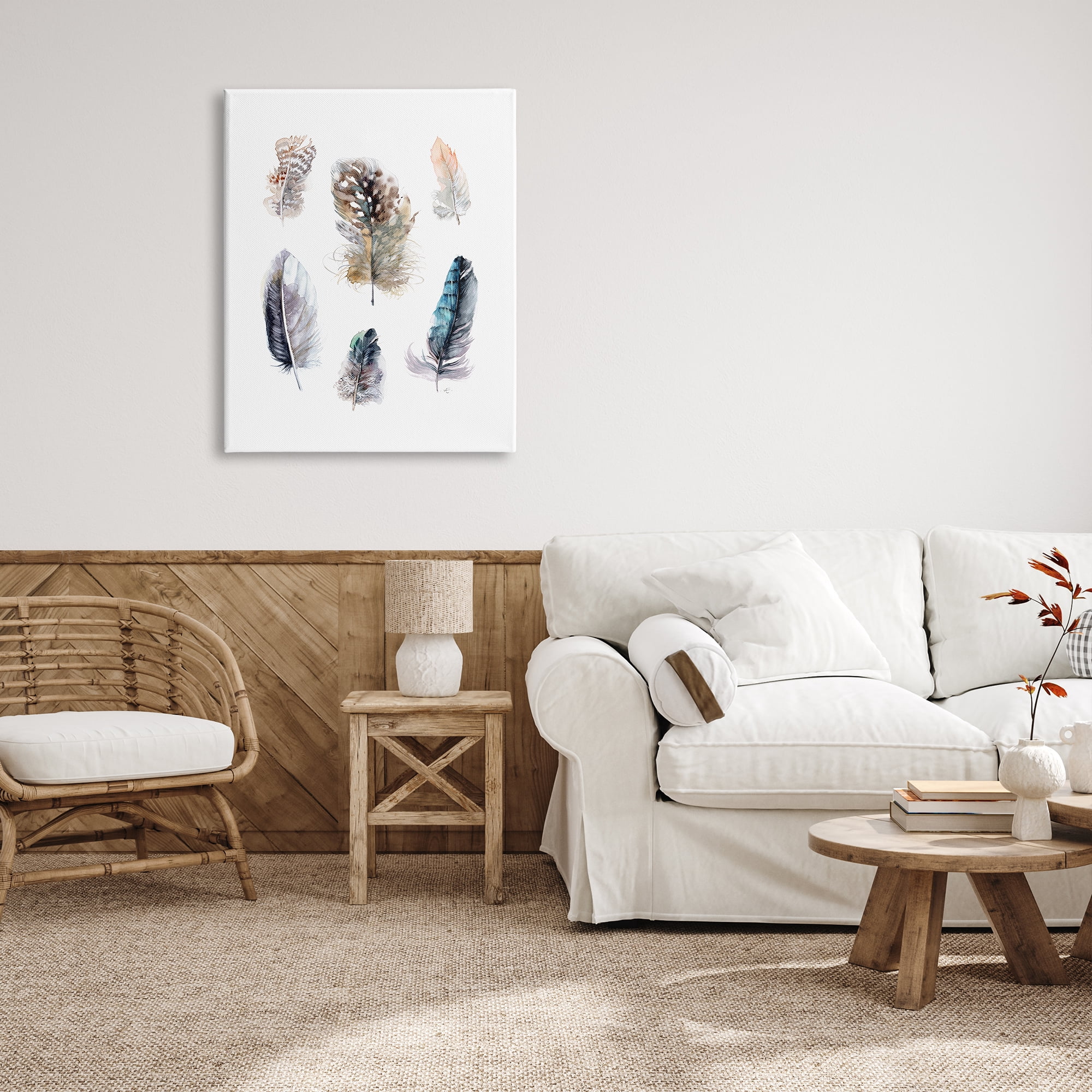 Stupell Indtries Arrangement of Feathers Soft Watercolor Bird Patterns,30 x 40,Design by Verbrugge Watercolor