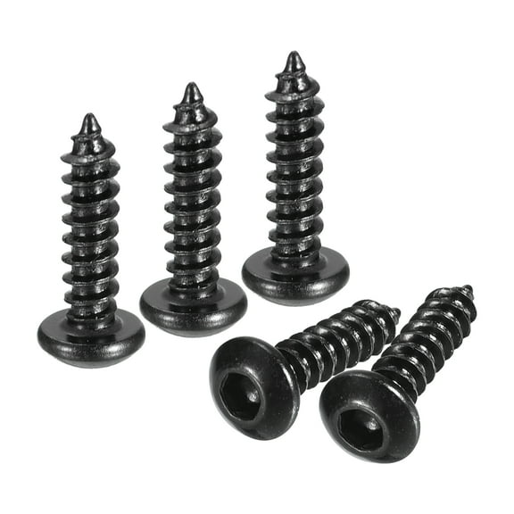 Uxcell Hex Socket Self Tapping Screws, M3 x 12mm Carbon Steel Wood Screw 25pack