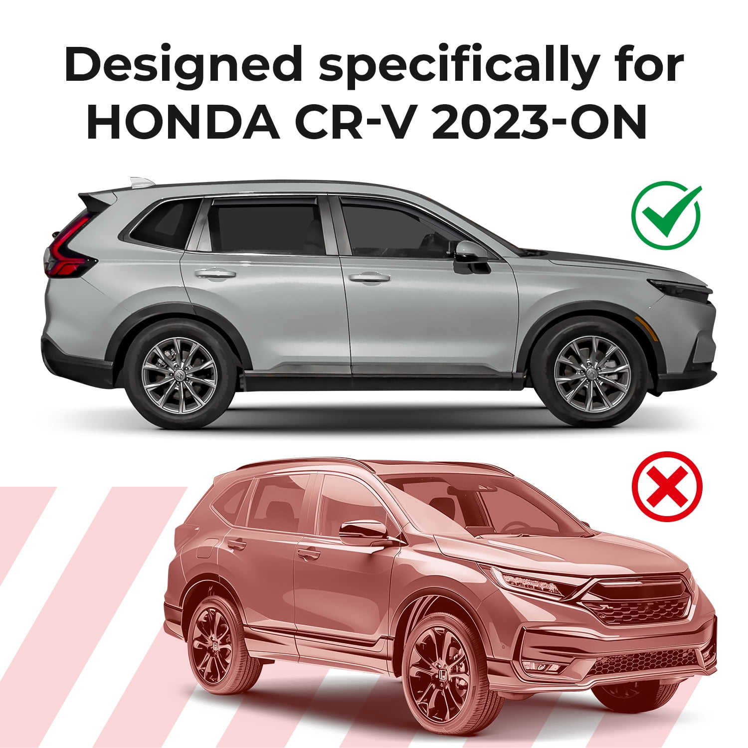 GrandWheel Co Window Deflectors Smoke Tinted In-Channel Side Window Vent Visor Deflectors Rain Guards Compatible with Honda CR-V (CRV) 2023-2026 - 4pcs. GW0816