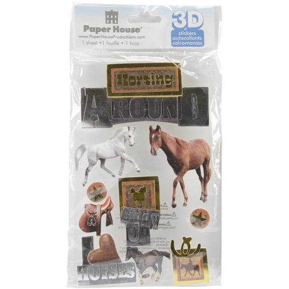Paper House 3D Stickers 4.5"X7.5"-Horsing Around