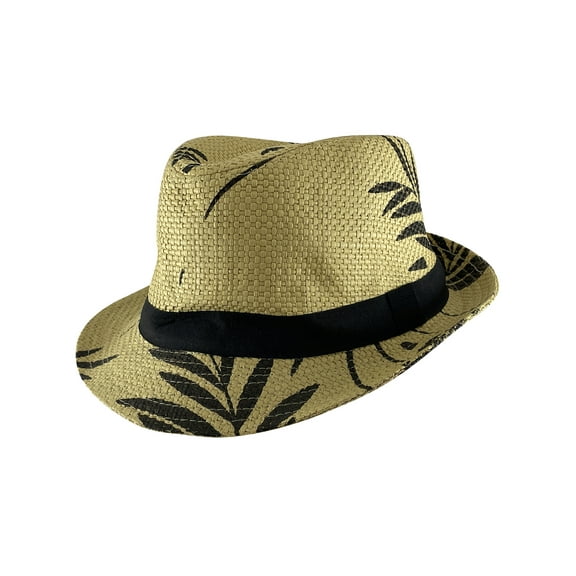 Top Headwear Natural Foliage Straw Fedora Hat - Natural
