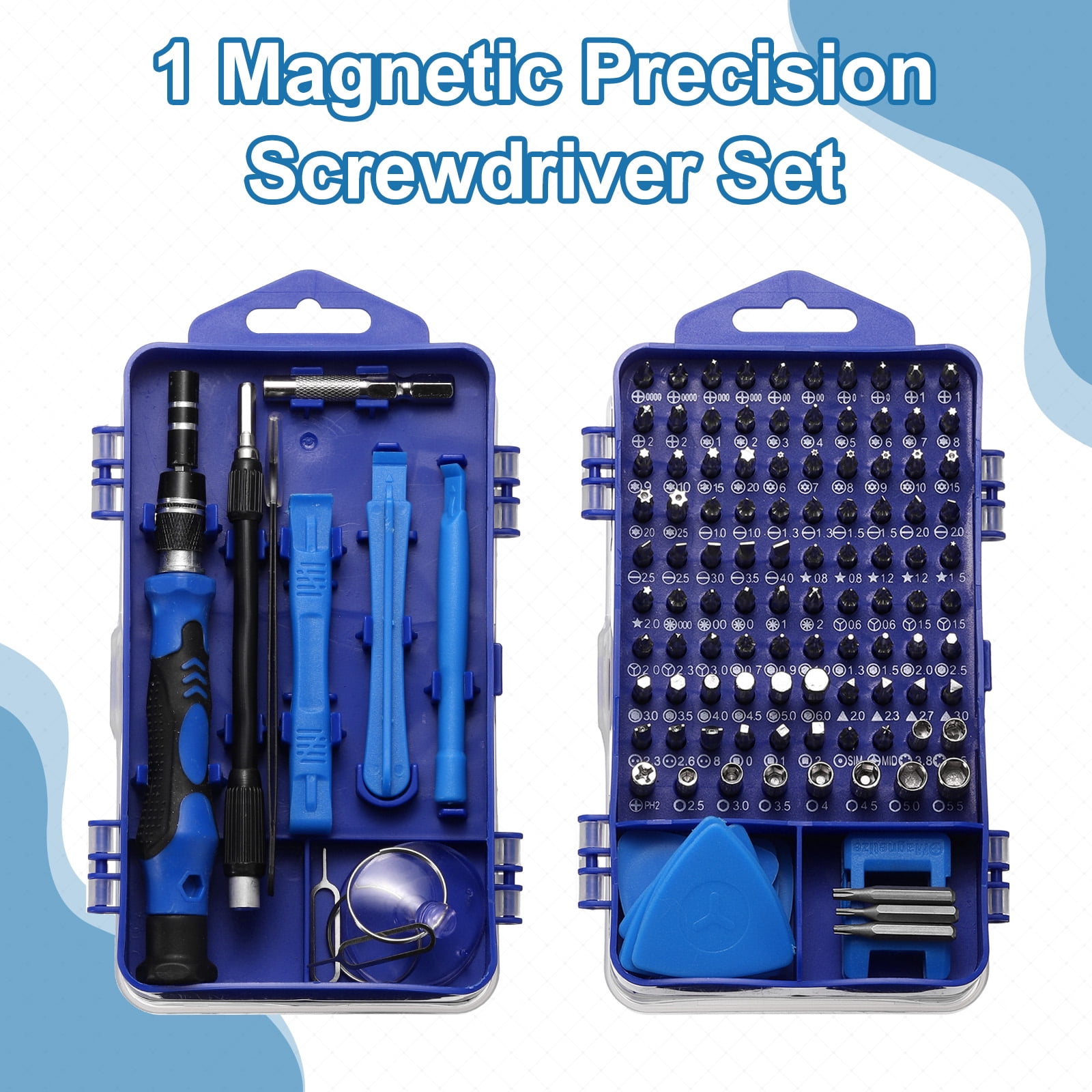 Uxcell 116 in 1 Magnetic Precision Screwdriver Set Electronics Repair Tools Kit with 96 Bits Flexible Shaft and Extension Rod for Cellphone Game Console Laptop PC Computer Camera, Blue