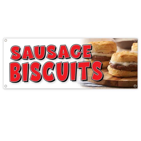 Sausage Biscuits 13 oz Vinyl Banner With Metal Grommets