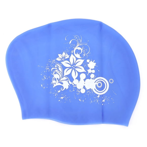 Gorro de natación con estampado de silicona, resistente al agua, pelo largo, especial, pelo corto, gorro de buceo para mujeres y niños, color azul