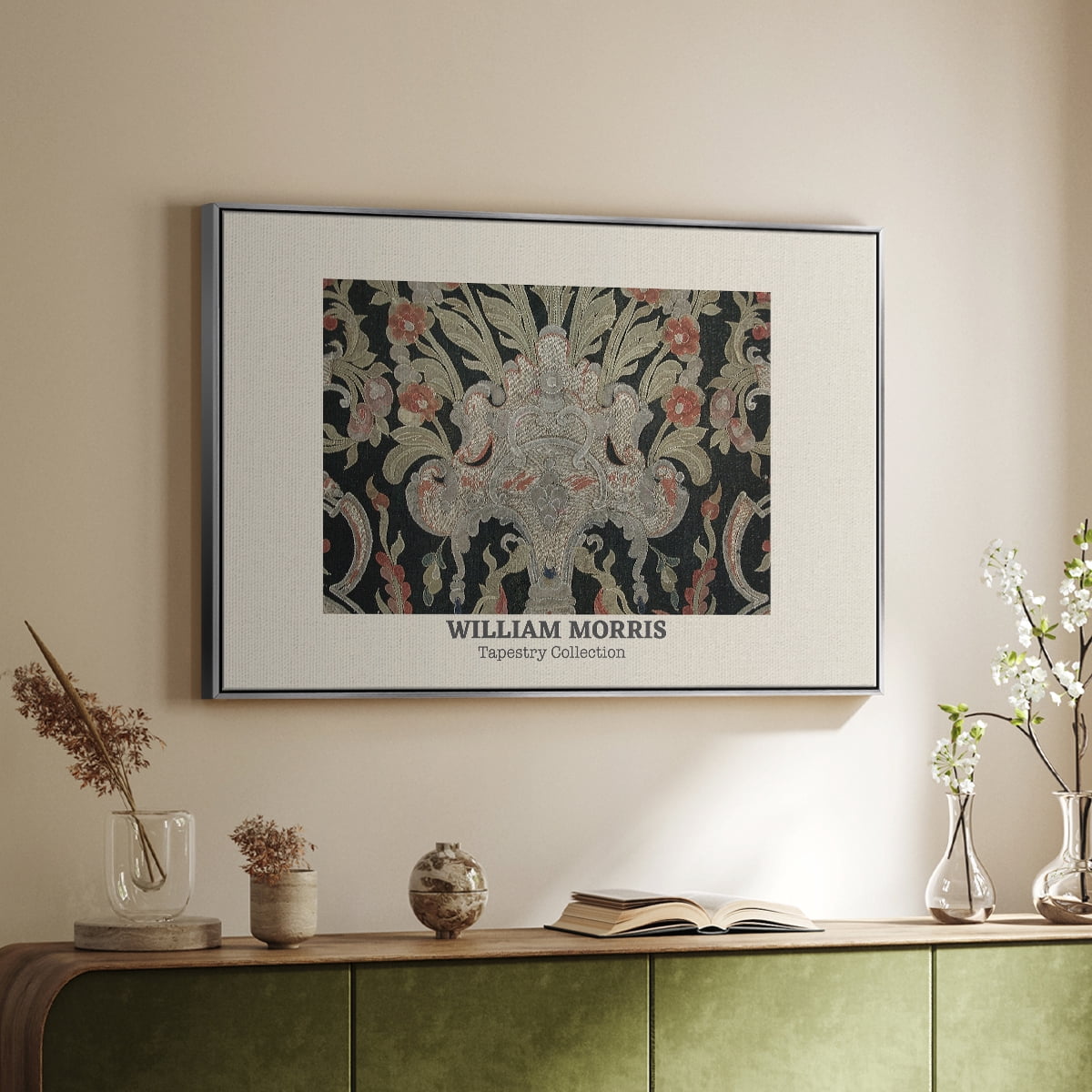 Vintage Abstract Print-XLIX Framed in Silver Wood Gallery Wrapped Canvas 27 in. x 41 in.