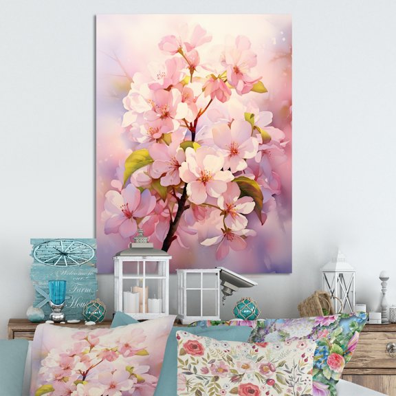 Designart "Blossom Translucent Apple Glow I" Floral Metal Wall Art