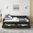 thumbnail image 5 of Sofa Beds Queen Size Daybed with Drawers Upholstered Tufted Sofa Bed,,with Button on Back and Copper Nail on Waved Shape Arms(84.5"x63.5"x26.5"),Indoor Sofa Beds, 5 of 17