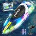 thumbnail image 5 of JoyStone RC Boat for Pools and Lakes, 2.4G 15+ MPH Fast Remote Control Boat with LED Lights, Racing Boats for Kids & Adults with 2 Rechargeable Battery, Gifts for Boys Girls (Blue), 5 of 12