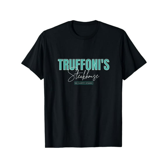 Truffoni's Steakhouse "I for THINK You Should Leave" Graphic Print T-Shirt - 100% Cotton Regular Fit Casual Short Sleeve Tee for Men & Women, Unisex Gift for Dad Mom Friends, S-XXXL, Black, Everyday