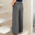 thumbnail image 4 of Women‘s Cotton and Linen Trousers Loose Large Size Wide Leg Pants with Pockets, 4 of 7