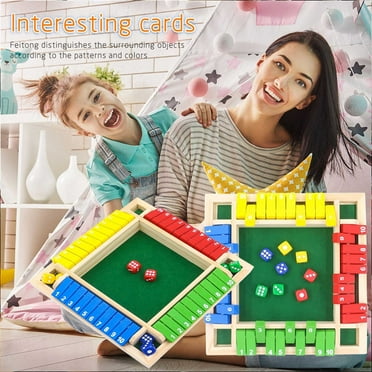 Qocolhg Shut The Box Dice Game,2-4 Player Family Wooden Board Table Math Games for Adults and Kids, 8 Dices Classics Tabletop Version Games for Classroom,Home,Party or Pub Christmas Clearance