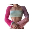 thumbnail image 2 of Qiylii Womens Cropped Knit Top Long Sleeve Crochet Hollow Out Square Collar Sweater Crop Tops, 2 of 5