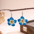thumbnail image 5 of Colorful Earrings, Lightweight Floral Dangle Earrings Set 2D Acrylic Plumeria Flower Drop Earrings for Women, Colorful Tropical Jewelry for Summer Beach and Vacation 1Pair, 5 of 6