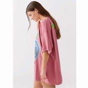 Urban Outfitters Women's T-Shirt Vintage Washed Distressed Holes Oversized Fit Tee (Large/X-Large, Vintage Pink Wash)