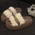 thumbnail image 2 of CHUMUD Women's Open Toe Platform Slippers Shearling-Lined Slip-On Slippers with Buckle Winter Fluffy House Bedroom Shoes, 2 of 8