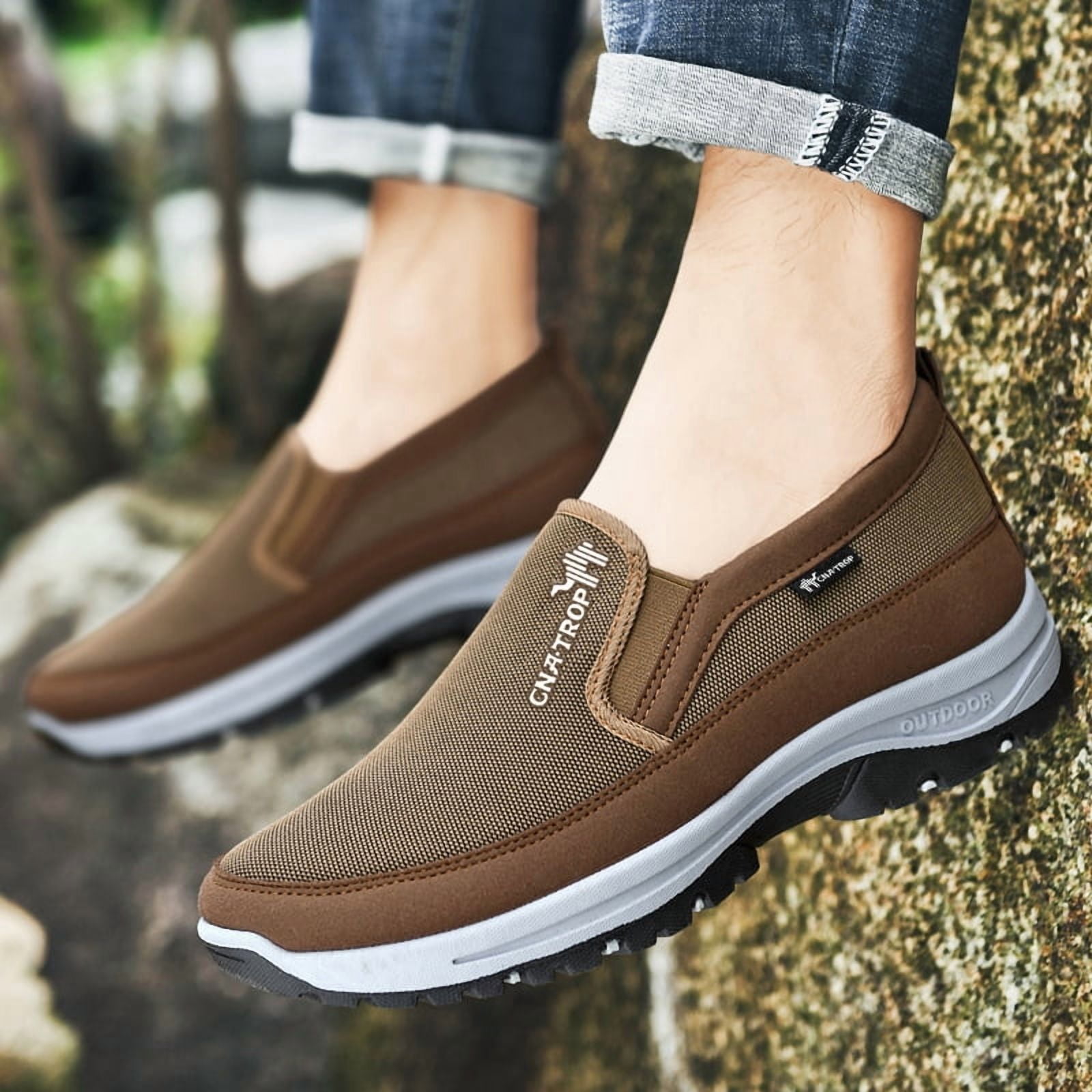 CNA.TROP Men's Slip on Casual Shoes Lightweight Breathable Anti-Slip Walking Shoes, Outdoor Hiking Shoes