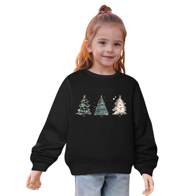 Diufon Chandail en Molleton de Noël pour Garçons et Filles Manches Longues Col Rond Chandail Automne Hiver Hauts Chauds