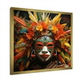 thumbnail image 2 of Designart "Dance of African Masks II" People Framed Wall Art Decor - Global Orange African Mask Bedroom Framed Canvas Wall Art, 2 of 6