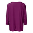 thumbnail image 4 of EHTMSAK Long T Shirts for Women 3/4 Sleeve Elbow Length Dandelion Printed Solid Color Crew Neck Shirts Plus Size Summer Tee Tops Fashion Loose Fit Casual Blouses Dark Purple S, 4 of 4