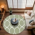 thumbnail image 2 of Abstract Geometric Washable Area Rug&nbsp;4 ft White Twisted Lines Green Background Soft Round&nbsp;Rugs for Living Room, Non Slip Carpet for Bedroom&nbsp;Entryway Dining Room, 2 of 9
