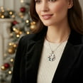 thumbnail image 3 of Bling Jewelry Womens Fashion Sparkling Christmas Bow Crystal Holiday Pendant Necklace Silver Plated, 3 of 4