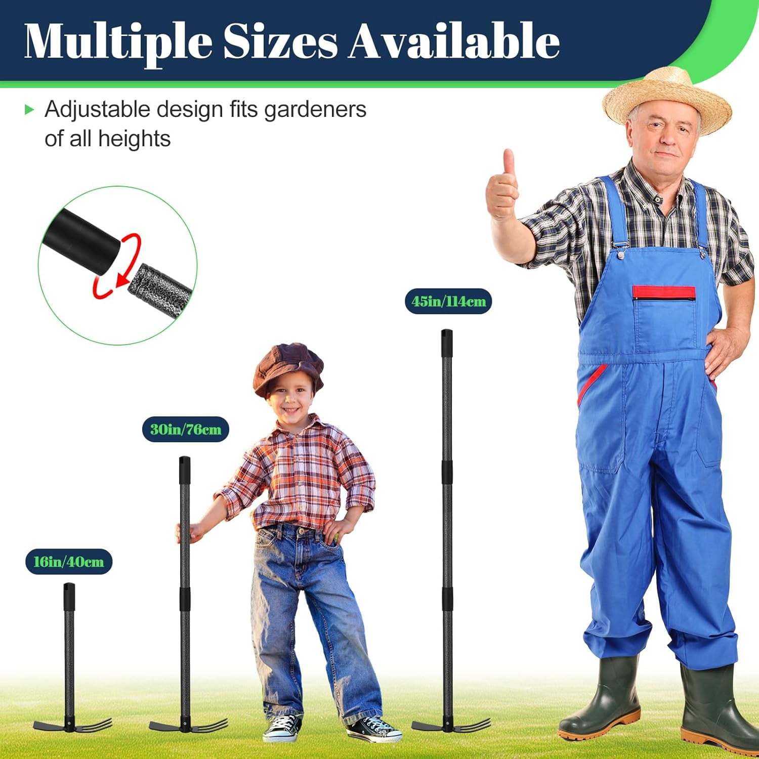 OLIYNEDY Weed Puller Tool with Long Handle,45" Manual Weeder 2 in 1 Hand Cultivator and Garden Hoe for Gardening