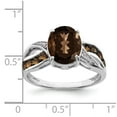 thumbnail image 2 of White Sterling Silver Ring Band Gemstone Diamond Smoky Quartz, 2 of 2