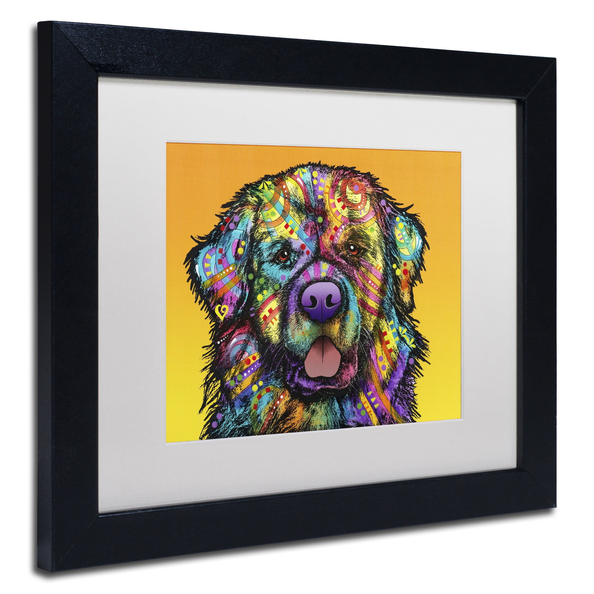 Trademark Fine Art 'Newfie' Canvas Art by Dean Russo, White Matte, Black Frame