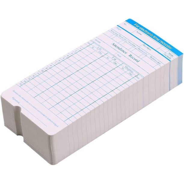 Cuenta de tarjetas de reloj de tiempo mensual, tarjeta de tiempo para grabadora de nómina de asistencia de empleados, 100 Uds.
