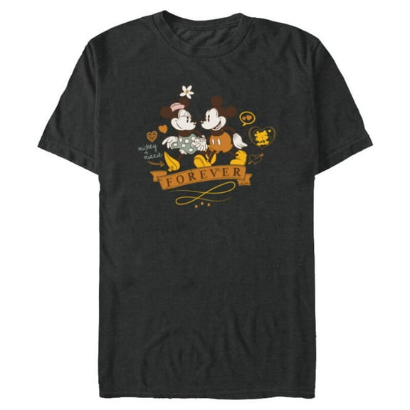Disney Mickey Minnie Forever Love Stroll Valentine’s Day - Short Sleeve Blended T-Shirt for Adults - Customized-Dark Heather