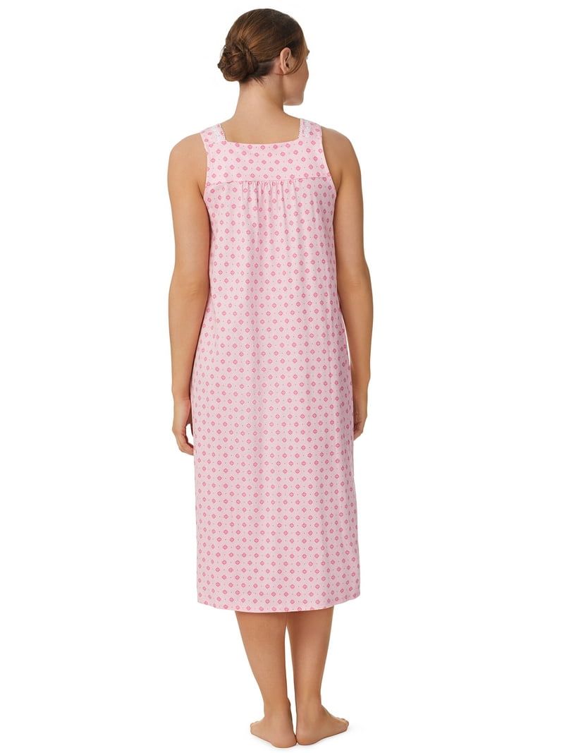Nanxson Women's Cotton Sleeveless Nightgown - V-Neck Lace Sleep Dress, Plus Size XX-Large In Pink