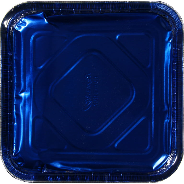Reynolds Kitchens Bakeware Aluminum Pans with Lids, Blue, 8x8 Inch, 3 Count
