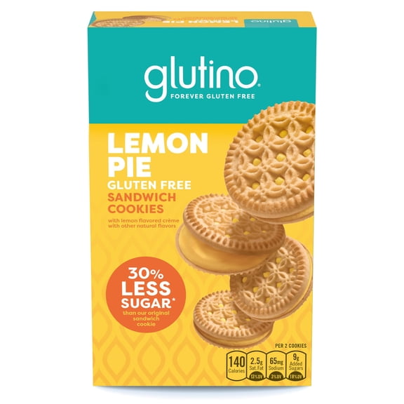 Glutino Gluten Free Lemon SAF21 Pie Flavored Sandwich Cookies, Gluten Free Snacks, 10.5 oz.